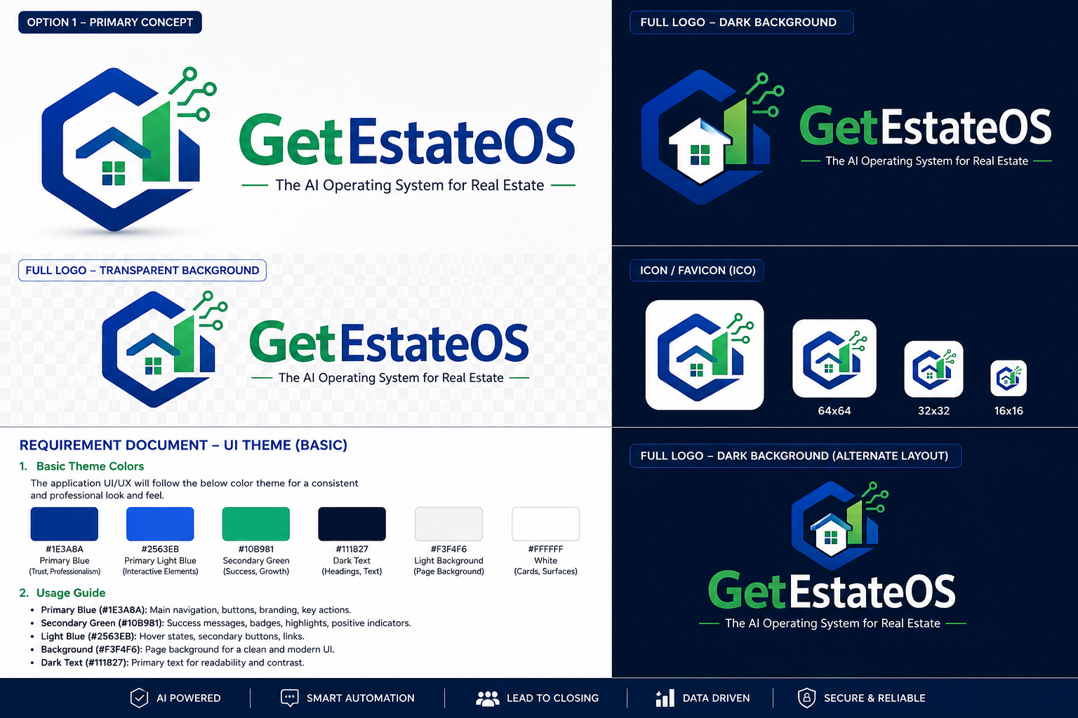 Logo, color system and product positioning